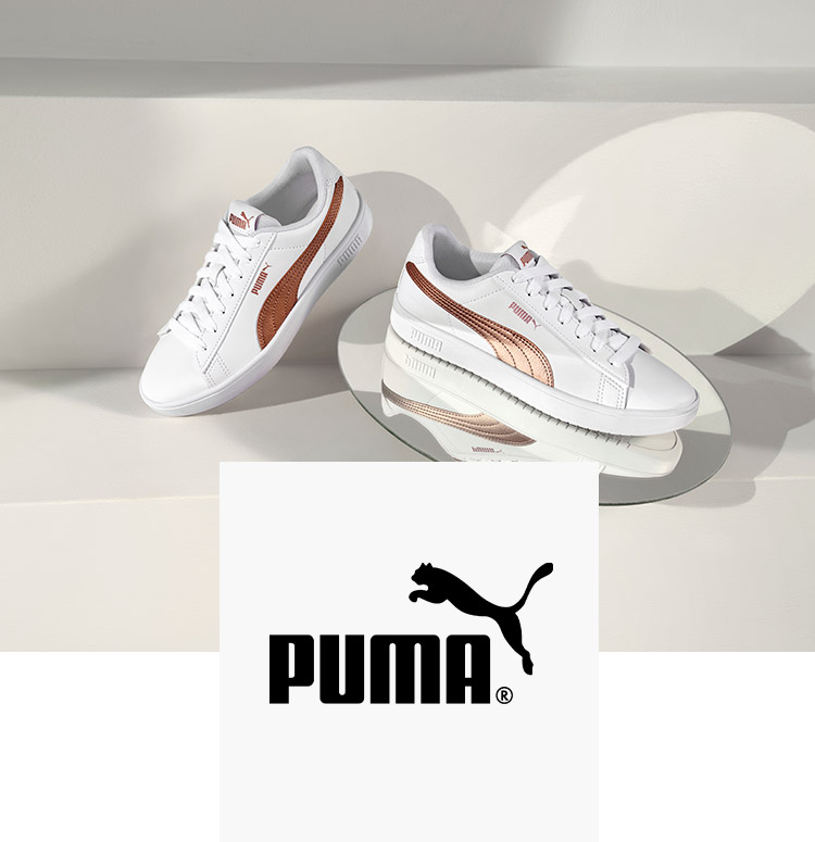 White Puma Sneaker displayed in front of white background